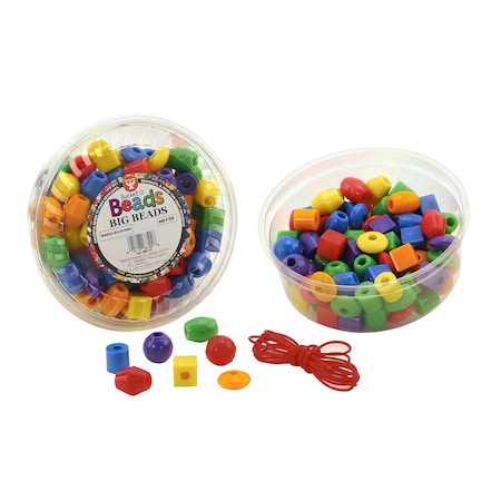 Hygloss Products Bucket O Beads, Big Beads w/Lacing Lanyard, 16 oz. Opaque Assortment 68100